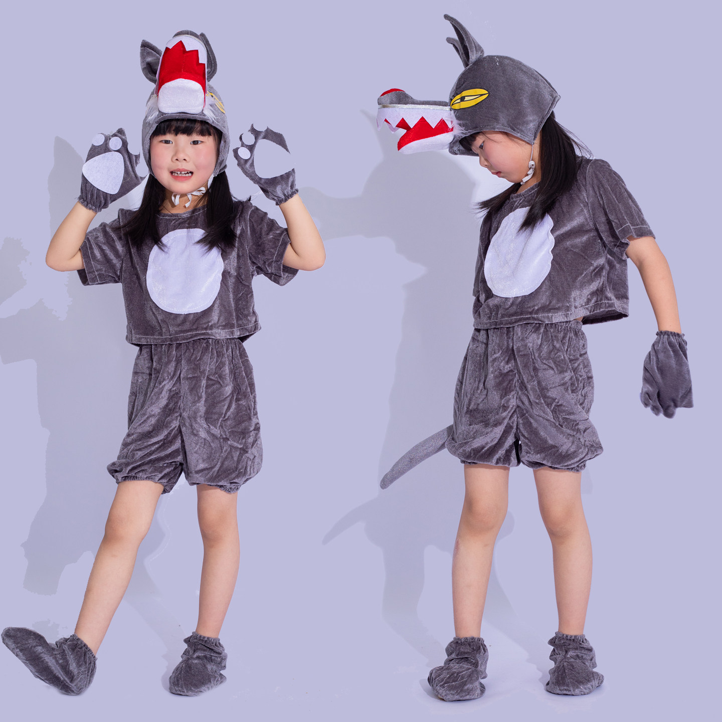 儿童演出服动物服幼儿表演服卡通服男童女童大野狼大灰狼服装