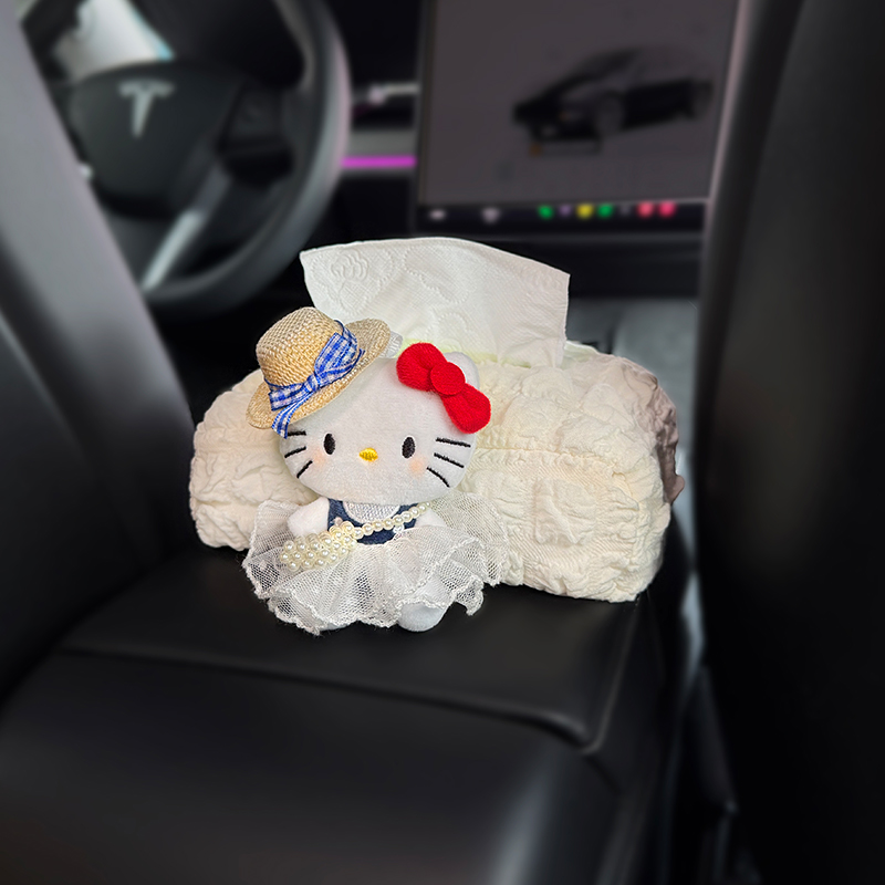 车载纸巾盒汽车用抽纸盒车内装饰用品大全车上女士hellokitty创意