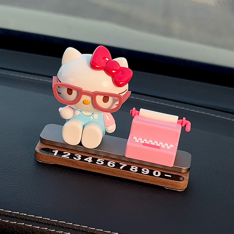 hellokitty数字车载手机可隐藏临时停车号码牌车上移车挪车电话牌