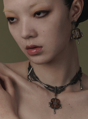 CHUNRAN925银嵌人工水晶项链