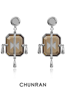 CHUNRAN春然 荆棘系列&棕色宝石耳环春夏925银