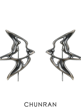 CHUNRAN春然原创群鸟系列耳勾燕子气质耳环925银独立设计师耳坠