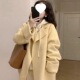 冬天千金穿搭感超好看小个子黄色毛呢外套韩系双面呢大衣气质