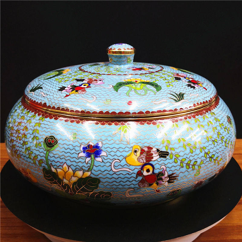 国风北京景泰蓝月亮罐大扁罐铜胎掐丝珐琅收纳罐装饰摆件工艺品,特色手工艺,景泰蓝,淘宝优惠券,粉丝福利购,淘宝优惠卷