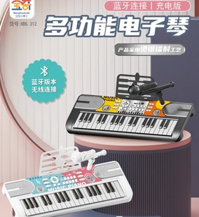 宝奇电子琴儿童玩具初学者家用钢琴女孩早教弹奏多功能带话筒312