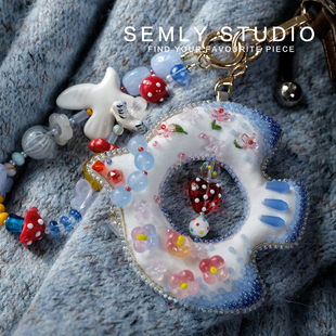 【SEMLY STUDIO 】[材料包]珠绣飞鸟琉璃包挂手机链手工刺绣diy手