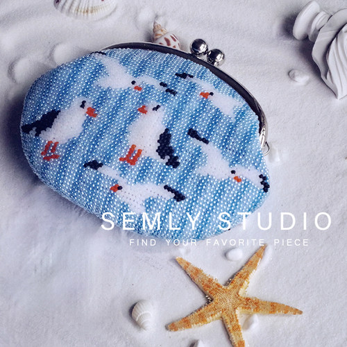 珠绣口金包十字绣材料包