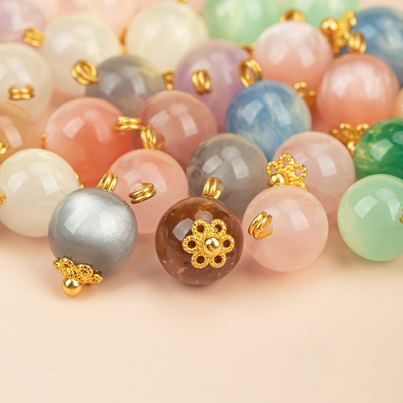 旗袍盘扣仿玉石圆形金属花托装饰