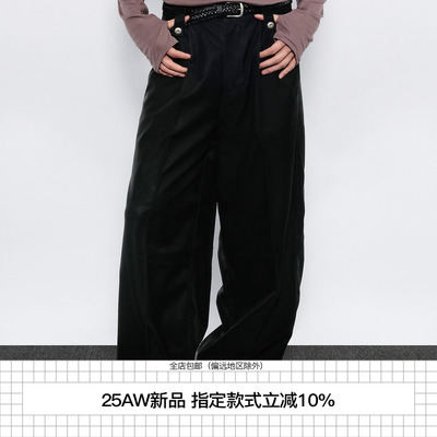 7440371宽松丝光工装皮裤