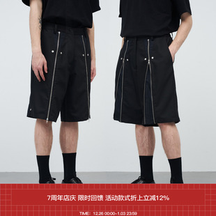 短裤 7440 纵向对称多穿法拉链五分裤