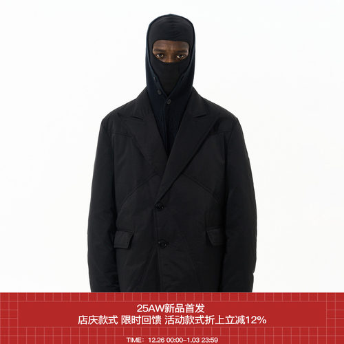 AW22戗驳领放射结构羽绒西装