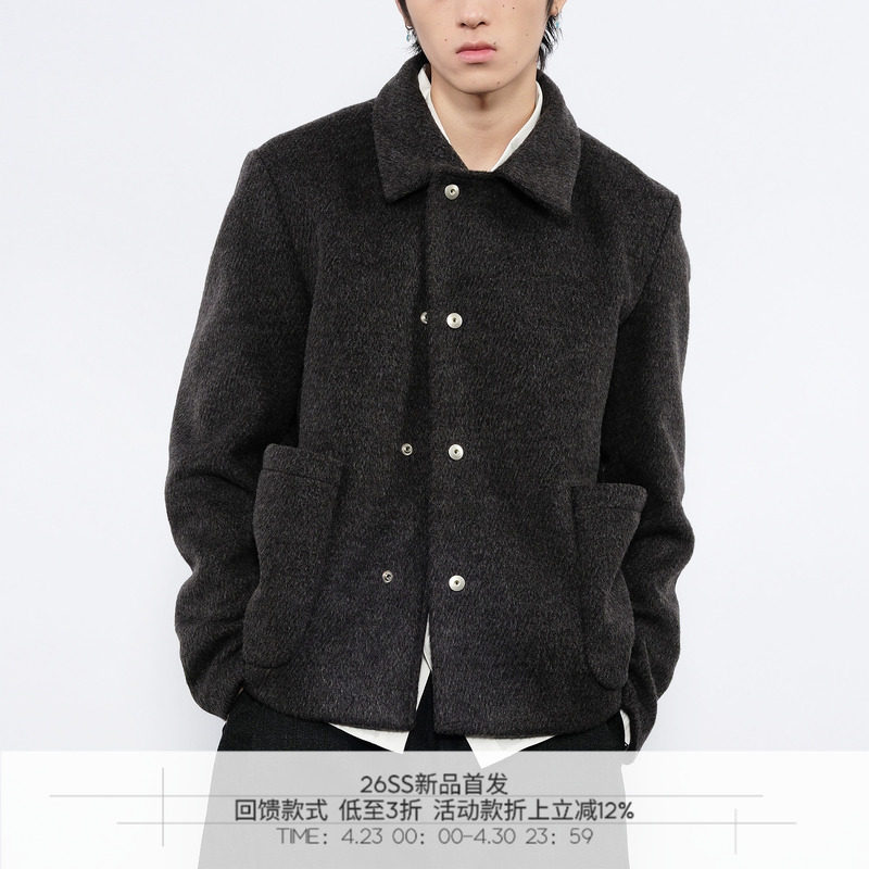 7440 37 1 超厚实羊毛呢大口袋短廓翻领夹克