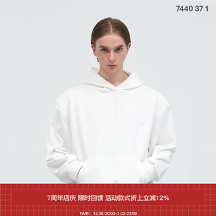 垫肩廓形吊牌连帽卫衣 7440