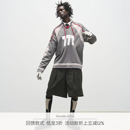 7440 37 1 「Hamin李河民同款」 777 双色穿绳拼接冰球服长袖T恤