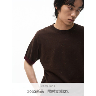 7440 37 1 SS26 彩点肌理撞色袖口针织短袖T恤