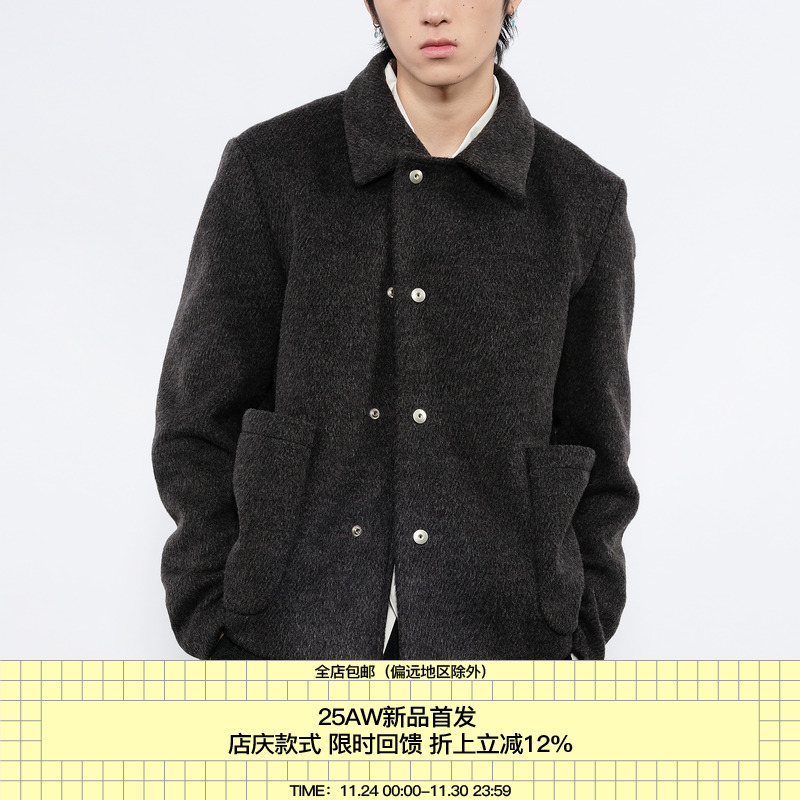 7440371超厚实羊毛呢翻领夹克