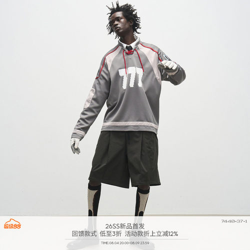 7440371双色穿绳透气网长袖T恤