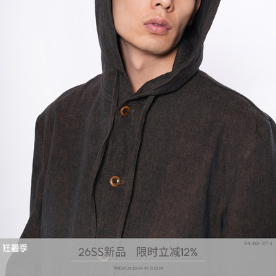 7440371亚麻棉堆积连帽西装