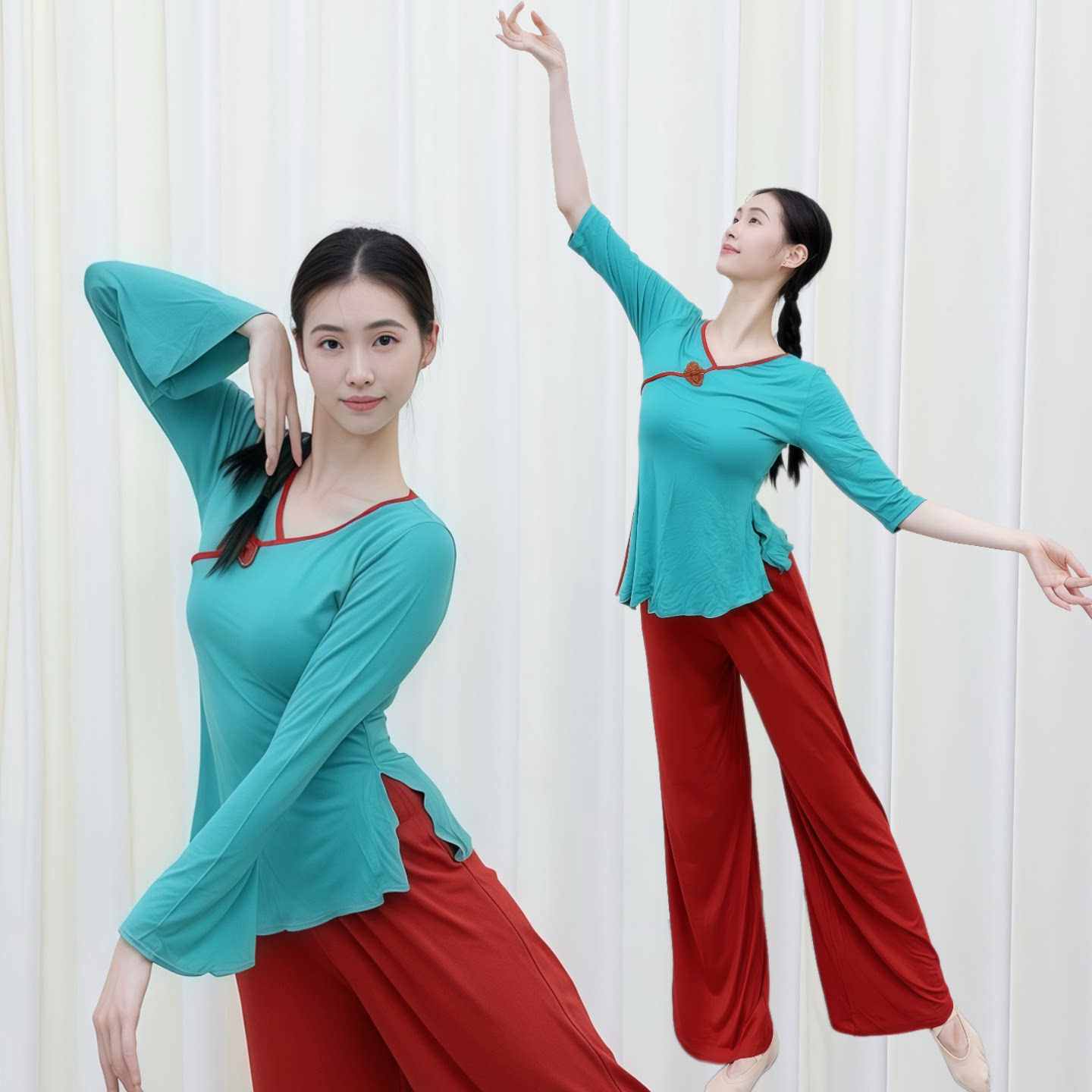 古典舞身韵练功服女成人舞蹈撞色民族舞形体舞教室舞蹈班服演出服