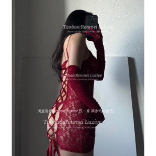 性感绑带露臀蕾丝魅惑紧身火辣内衣套装 RenmeiLuziye 此时此刻