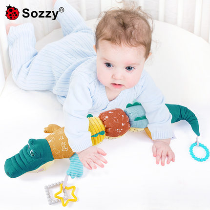 sozzy鳄鱼身高尺安抚毛绒玩偶新生儿抱偶宝宝婴儿玩具0-1岁益智