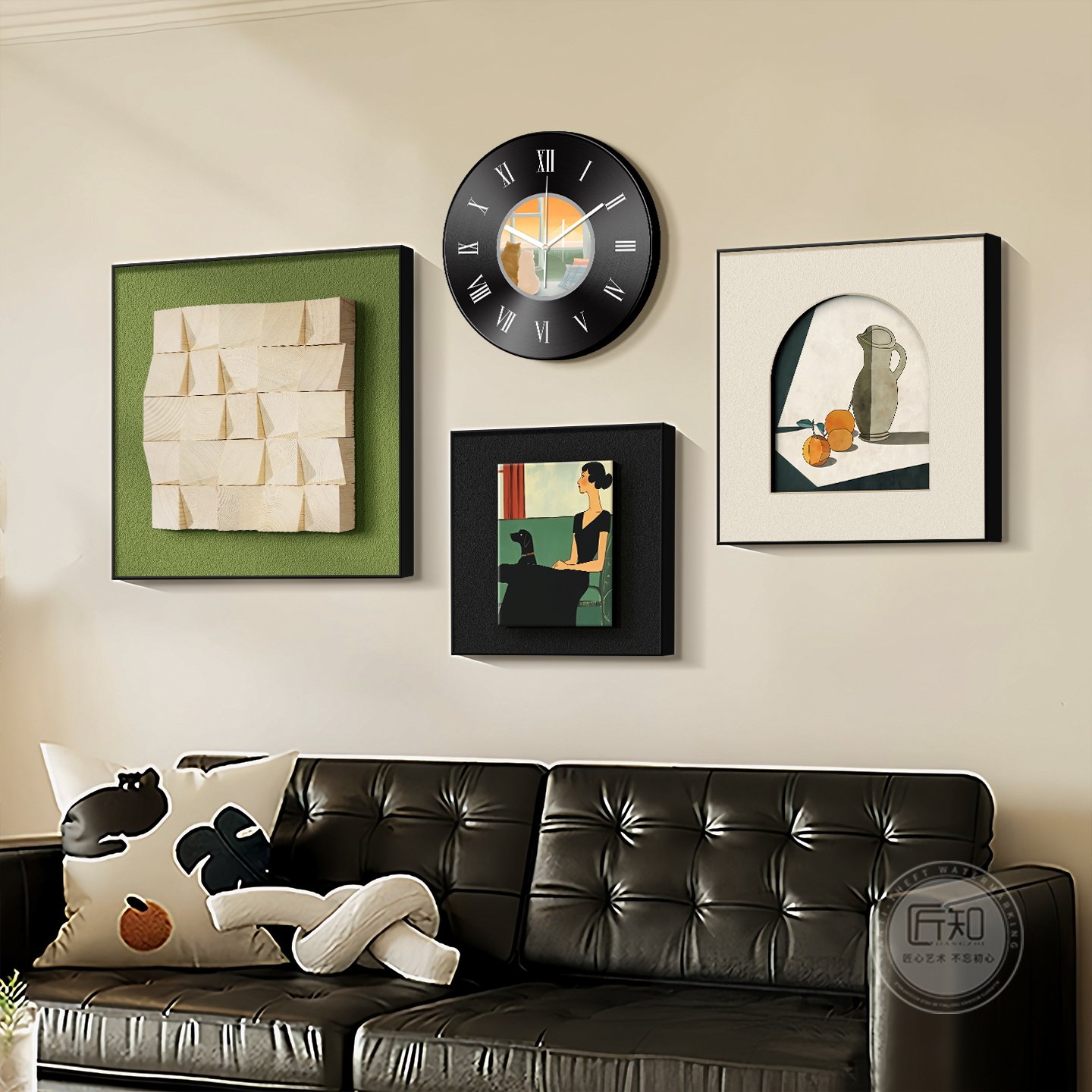 砂岩立体法式客厅挂画中古风沙发背景墙装饰画2026新款高级感壁画