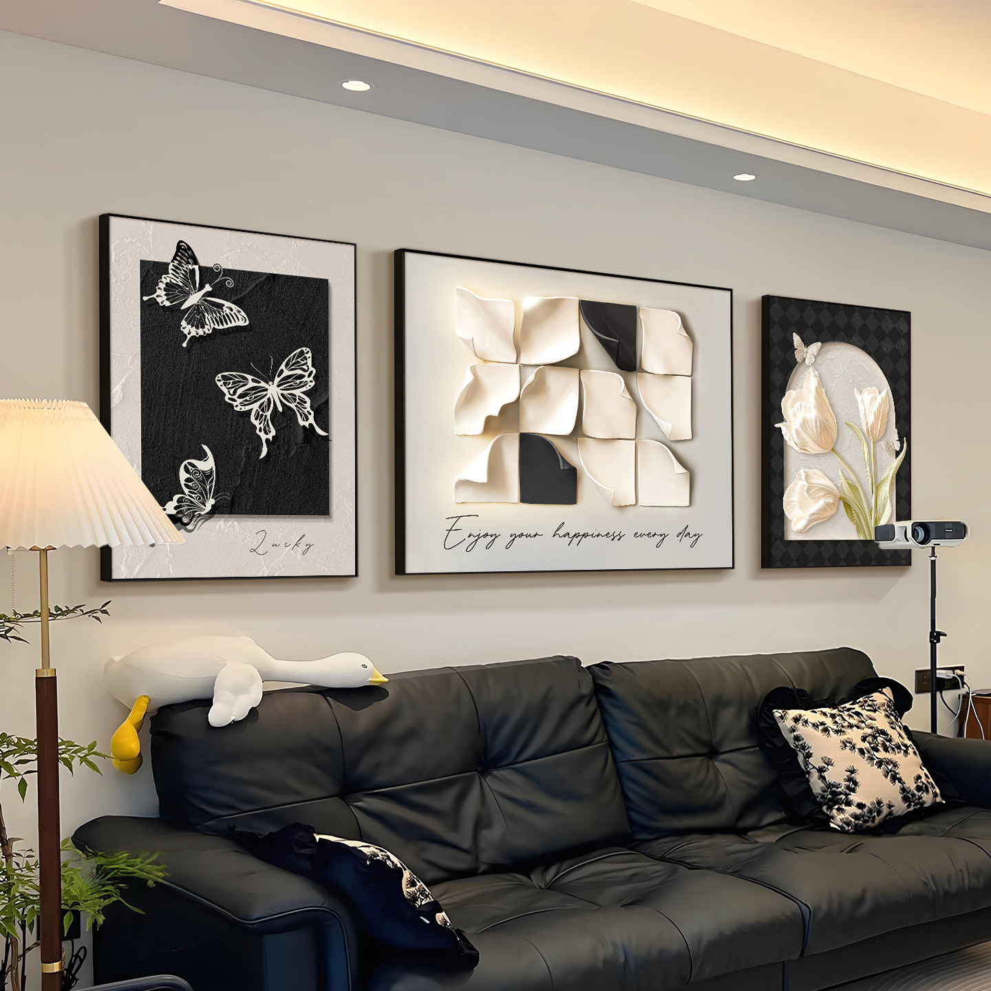 挂画客厅高级沙发背景墙装饰画2026新款大气轻奢高级感三联墙画壁