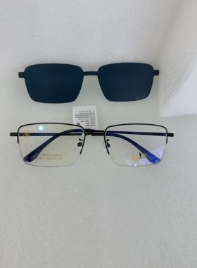 新款纯钛超轻近视眼镜架男士商务钛方形大脸半框吸镜02840c11