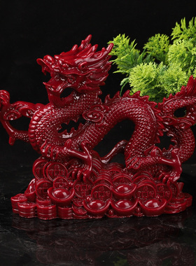 五爪朱砂紫砂龙招财进宝摆件