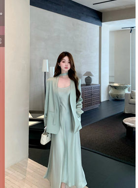 佐佐家小个子韩系温柔缎面飘带西装外套女春夏季薄款宽松西服上衣