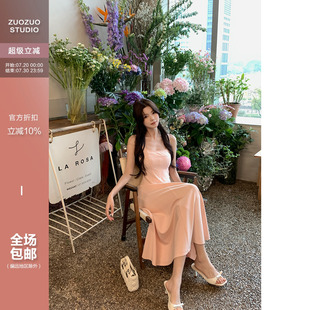 中长裙 佐佐家小个子 法式 气质千金吊带连衣裙女春夏季 伯克利修身
