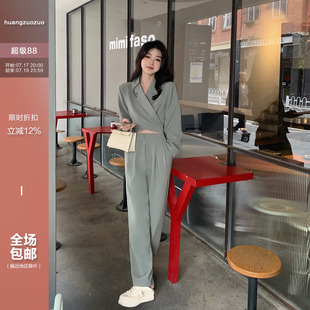 佐佐家小个子系带设计感短款休闲西装女初秋韩版高腰气质上衣外套