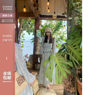 半裙两件套 佐佐家小个子扎染碎花V领蕾丝衬衫 套装 女春夏季 中长款