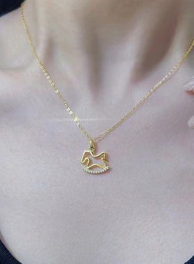 闪钻小木马项链女气质小众设计感ins风时尚吊坠批发锁骨链潮流