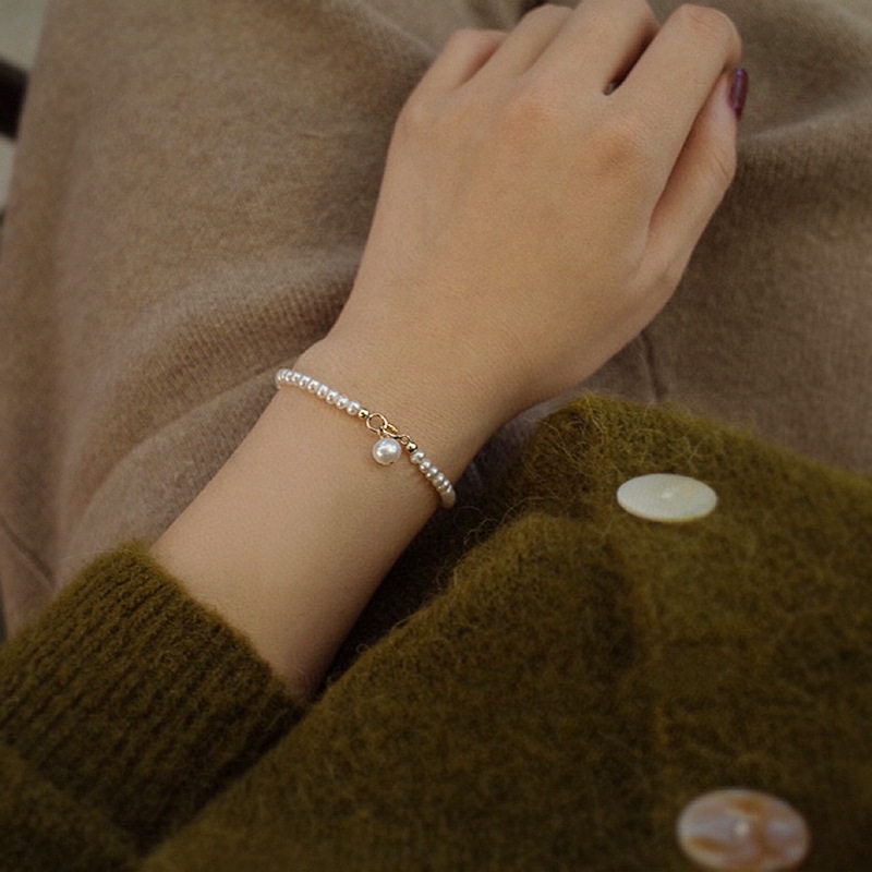 3-4mm淡水珍珠手链天然小众简约美产14k包金轻奢高级感珍珠饰品女