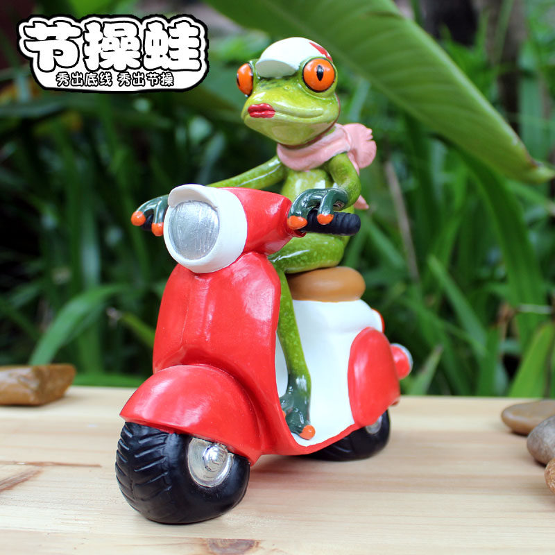 节操蛙 家居装饰新奇特工艺品 摩托青蛙摆件时尚奇葩田园树脂礼品