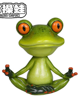 节操蛙 树脂工艺品摆件创意田园风摇头打禅青蛙 交际礼品YX14108E