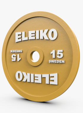 代购ELEIKO杠铃片IPF 15KG一对瑞典原装进口认证卧推深蹲硬拉