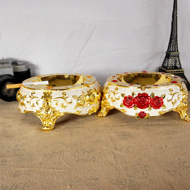 大号奢华欧式带钻烟灰缸创意个性潮流金属多功能客厅茶几复古家用