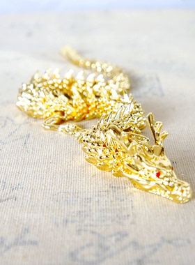 耀莎黄铜五爪龙可活动摆件