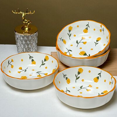 面碗新款6英寸南瓜碗家用吃饭陶瓷餐具面条米饭米线麻辣烫沙拉