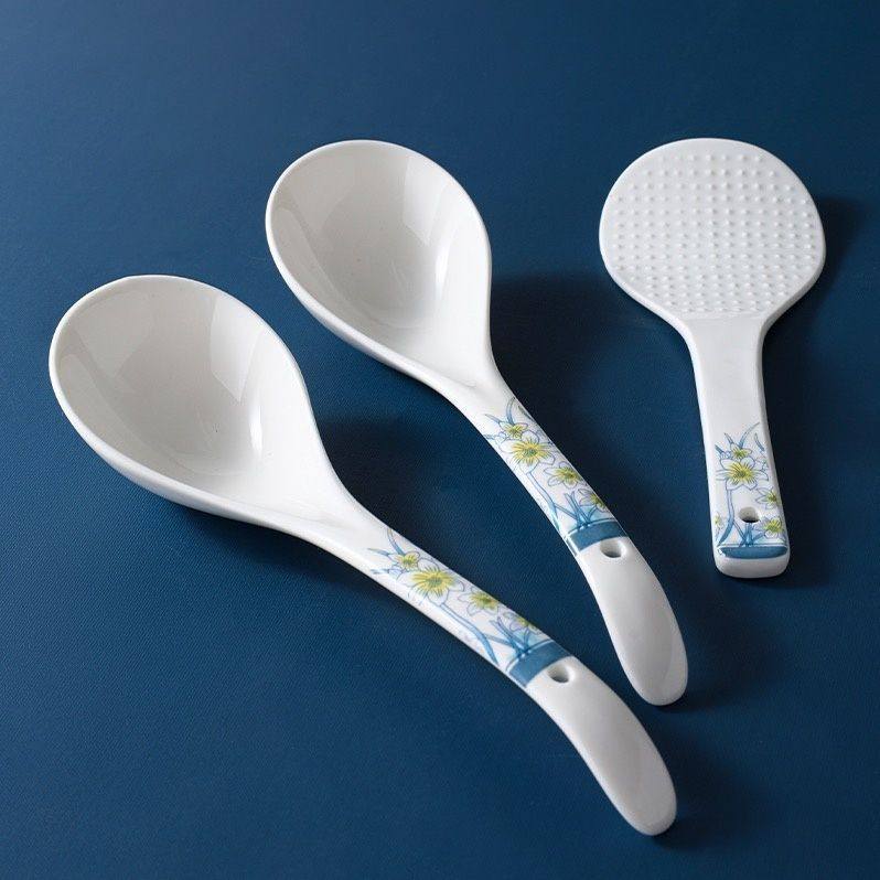 水仙花大汤勺三件套家用大号陶瓷勺子勺盛汤米饭勺创意粥勺厨房,餐饮具,调羹/饭勺,淘宝优惠券,粉丝福利购,淘宝优惠卷
