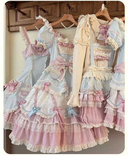 【现货正品】花与珍珠匣纸杯蛋糕lolita jsk op款纸杯蛋糕蓝粉色