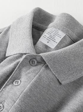 麻灰色230g重磅纯棉翻领Polo衫短袖夏季纯色简约学院风休闲上衣男