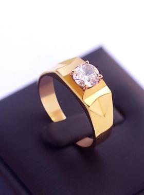 金店同款镀金仿真钻戒闭口