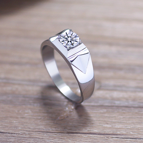 不掉色70分男士结婚戒指铂金钻戒
