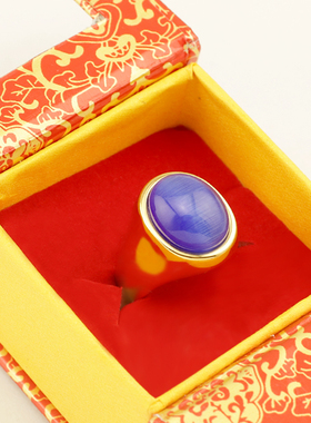 韩版镀金蓝宝石猫眼石钛钢戒指