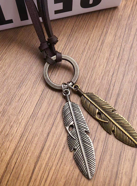 百搭文艺时尚秋冬复古项链双羽毛