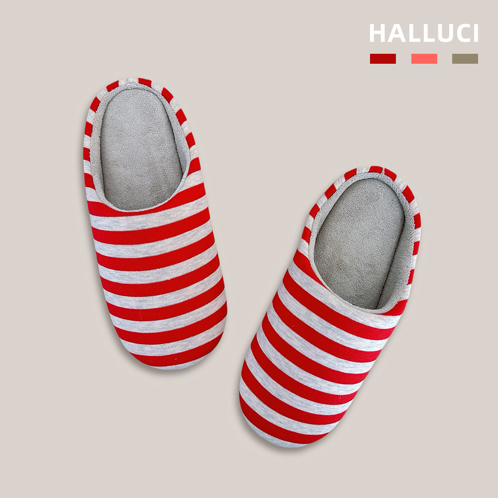 春夏条纹汗布家居拖鞋 全棉办公室拖鞋 情侣简约空调房室内拖鞋