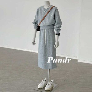 PANDR休闲运动卫衣套装裙女秋装韩系高级感宽松百搭半身裙两件套